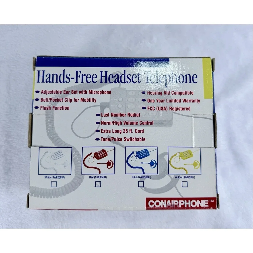 Conair Phone Hands-Free Headset Telephone (SW8260) w/ Volume Control‎ Red